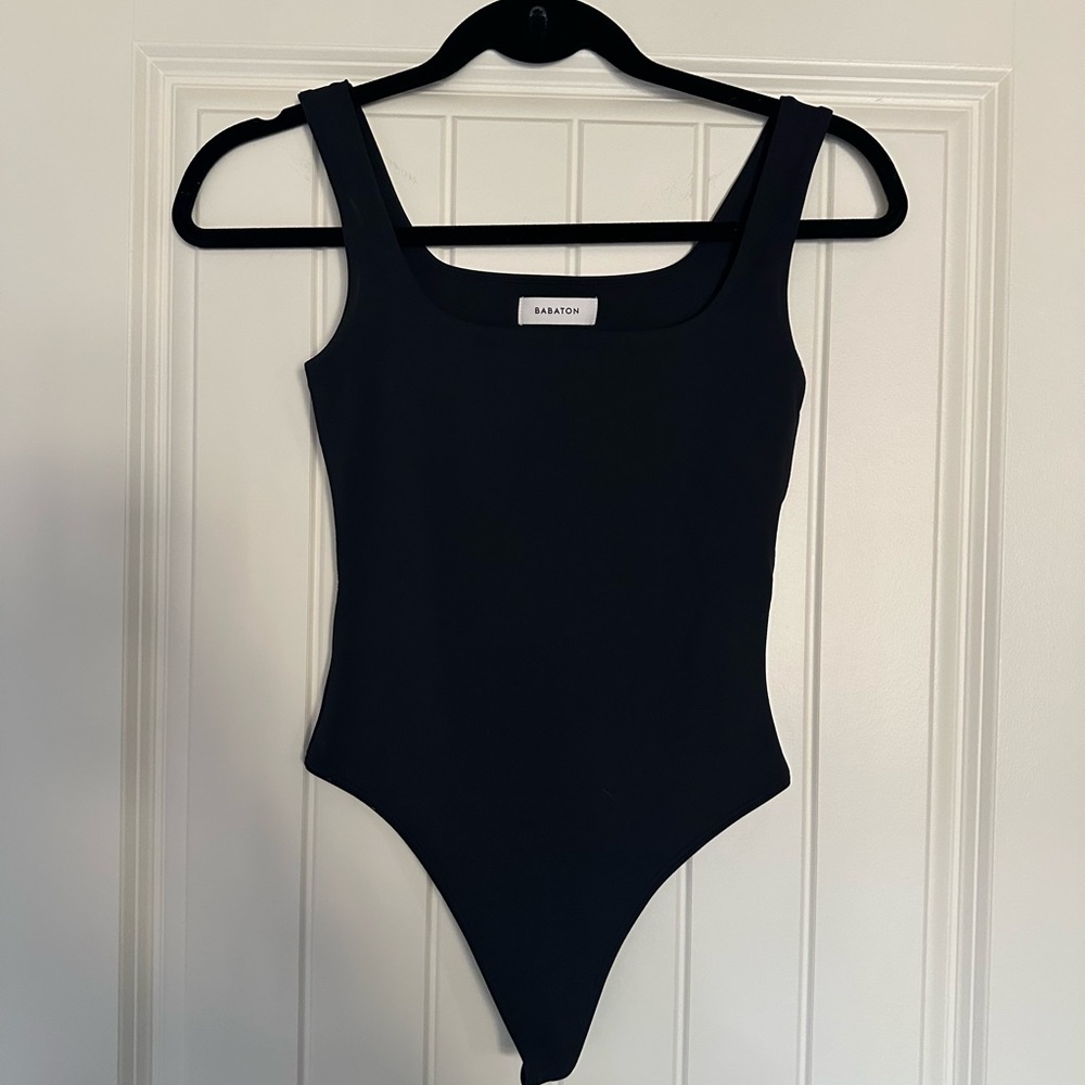 Aritzia black square neck contour body suit